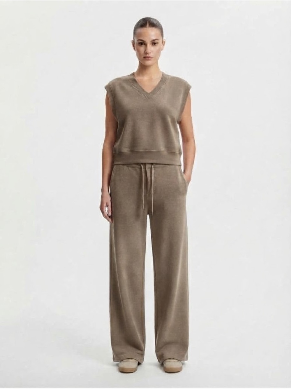 Universal Thread, Neutral Tan Wide-Leg Lounge Pants, Tan, S - Picture 2 of 5